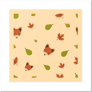 Fall Fox Pattern Posters and Art